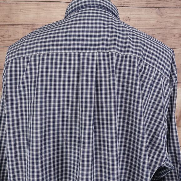 VAN HEUSEN WRINKLE FREE BROADCLOTH BLUE PLAID BUTTON DOWN SHIRT MENS SZ XXL 2XL - Picture 5 of 6